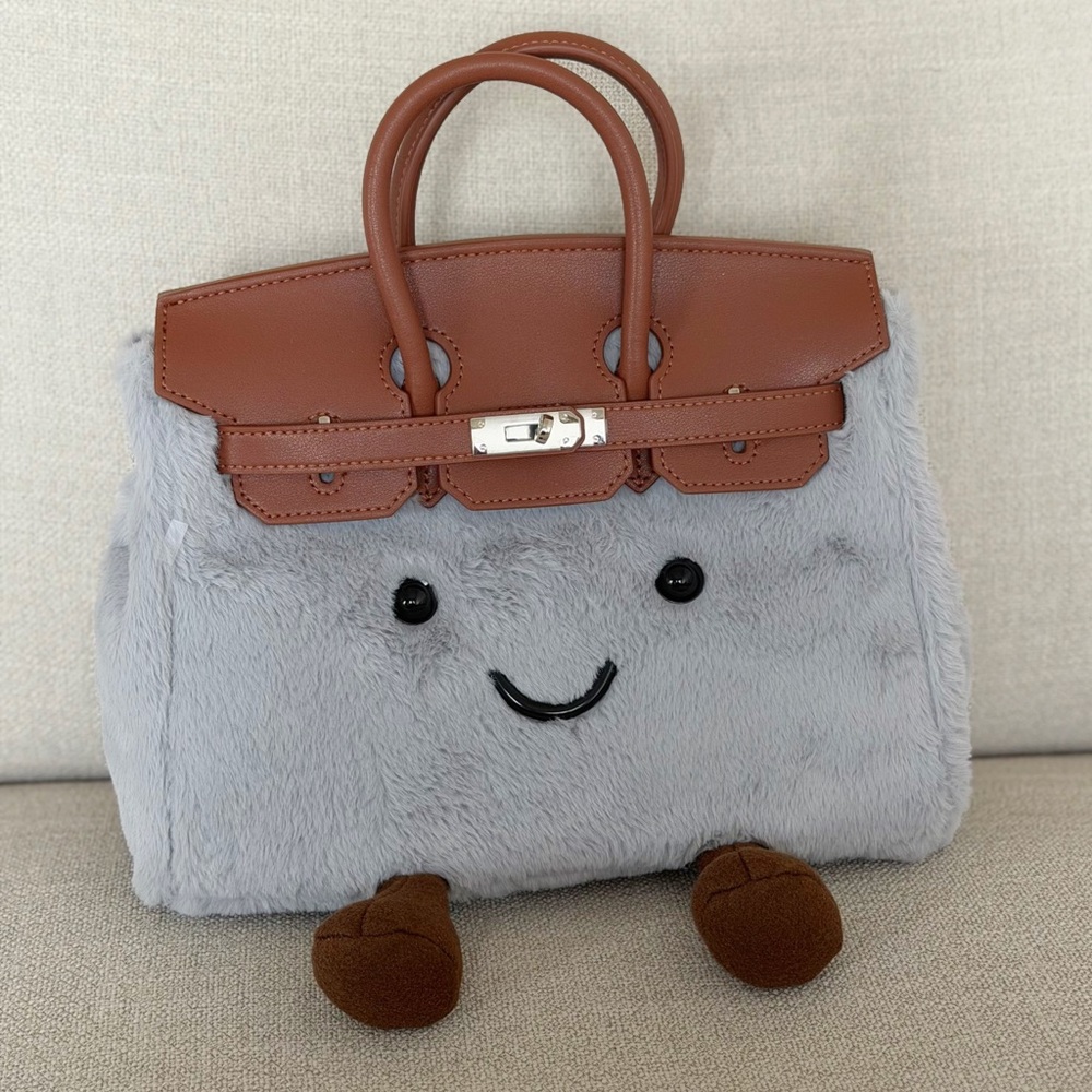 Gray Teddy Sheep Jellycat Style Handbag / Crossbody